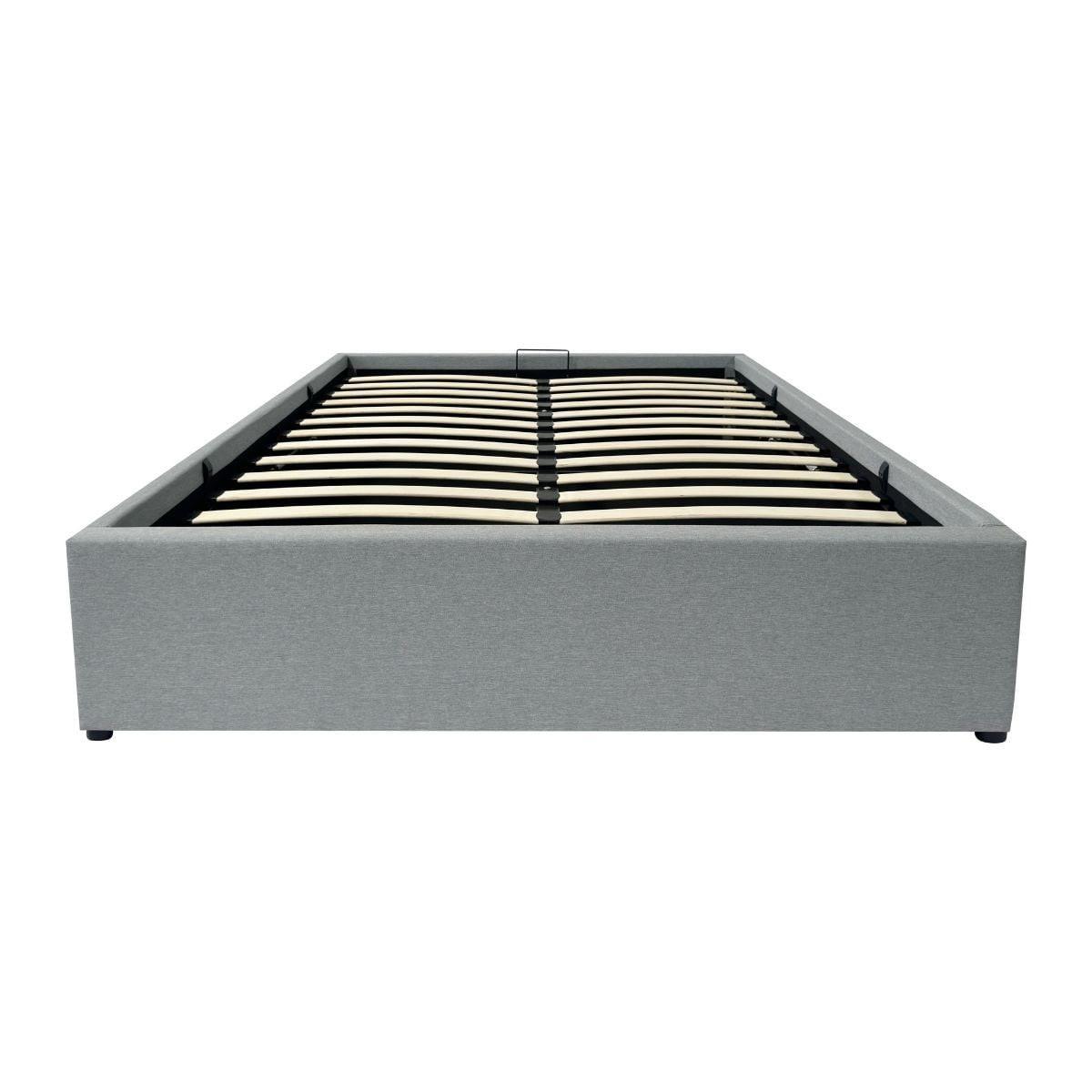 BETTKASTEN 140x190 cm mit grauem stoff - alba - Grau, Holz (190/140cm) - Calicosy