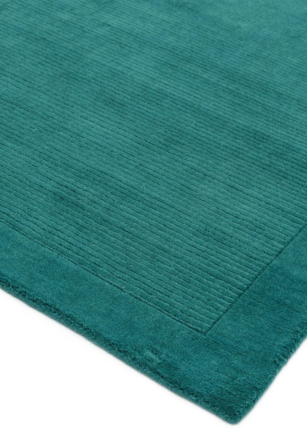 WOLLTEPPICH handgewebt STOW, mit Bordüre, Türkis, 120 x 170 cm - Grün, Textil (120/170cm) - KADIMA DESIGN