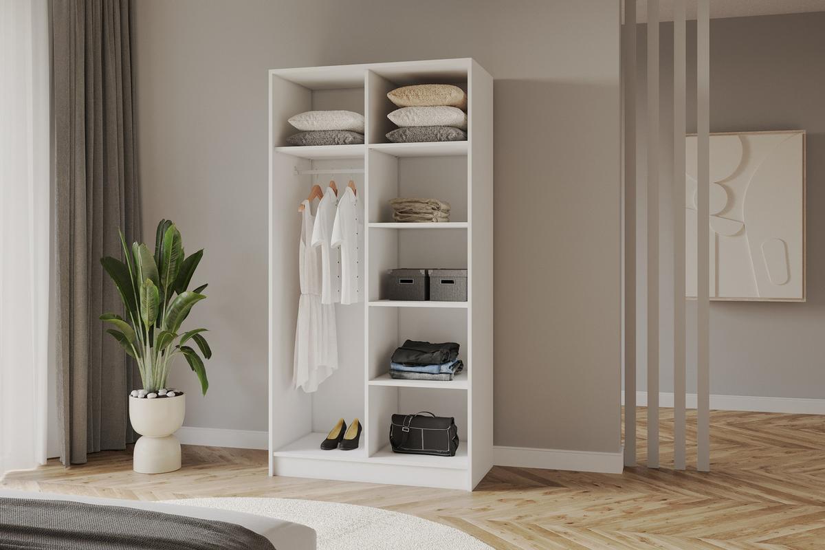 KLEIDERSCHRANK - LESE - 102 - Weiß - Schwarz/Weiß, Holzwerkstoff (102/200/51cm) - ALTDECOR