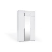 DREHTÜRENSCHRANK THALIA 148/250/58cm 3-türig mit Spiegel Weiß - Weiß, Holzwerkstoff (148/250/58cm) - MASSENO