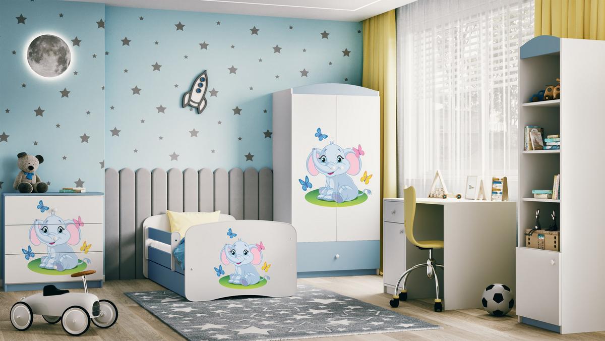 KINDERKLEIDERSCHRANK Elefant - Blau, Holzwerkstoff (90/175/52cm) - RAUMHIRSCH FURNITURE