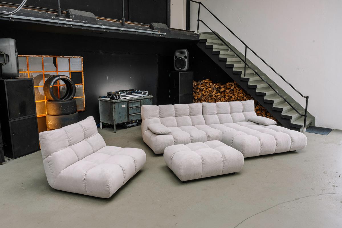 SITZGRUPPE VIVIEN 3ER SET Silber Cord (1er-Set) - Silberfarben, Kunststoff/Textil (510/85/359cm) - KAWOLA