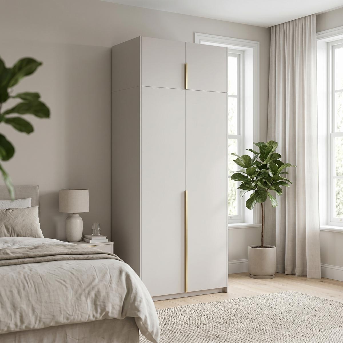 DREHTÜRENSCHRANK AMARA 100/250/58cm 2-türig Kaschmir - Kaschmir/Goldfarben, Holzwerkstoff (100/250/58cm) - MASSENO