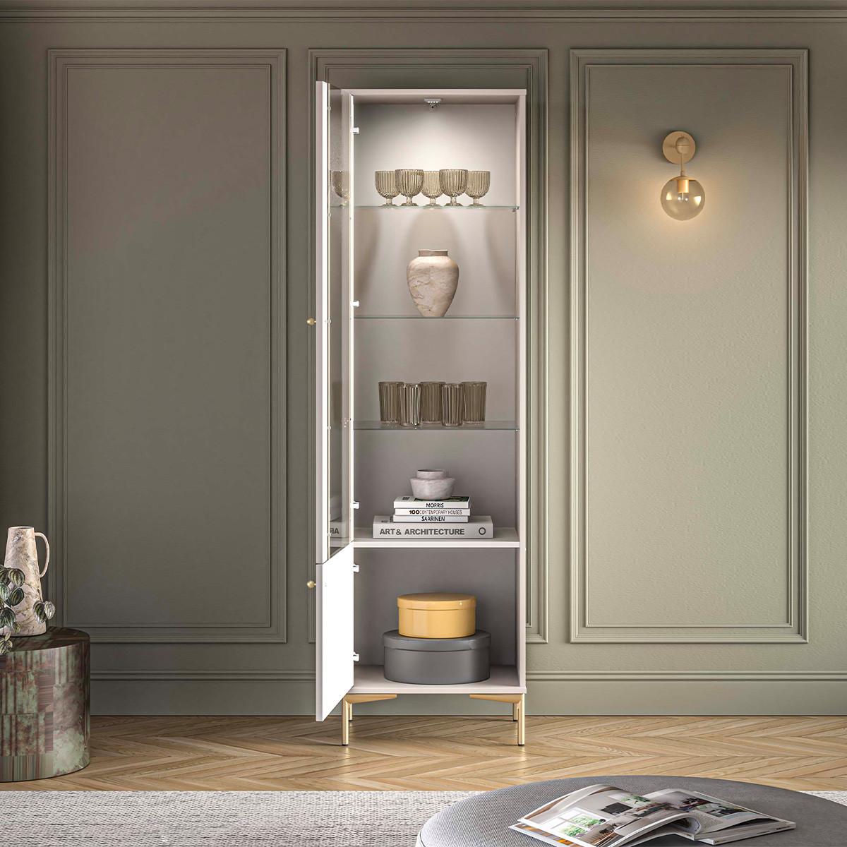 VITRINE Sélène Kaschmir - Beige, Holzwerkstoff (54/190/40cm) - Petits-meubles