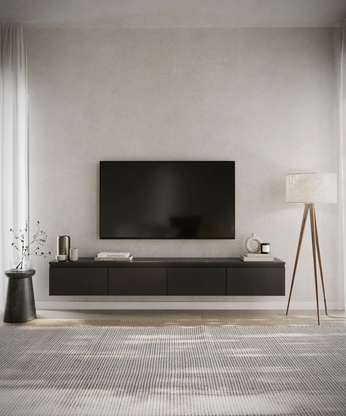 TV-LOWBOARD Bemmi Schwarz 200 cm - Schwarz, Holzwerkstoff (200/28.4/31.8cm) - Selsey