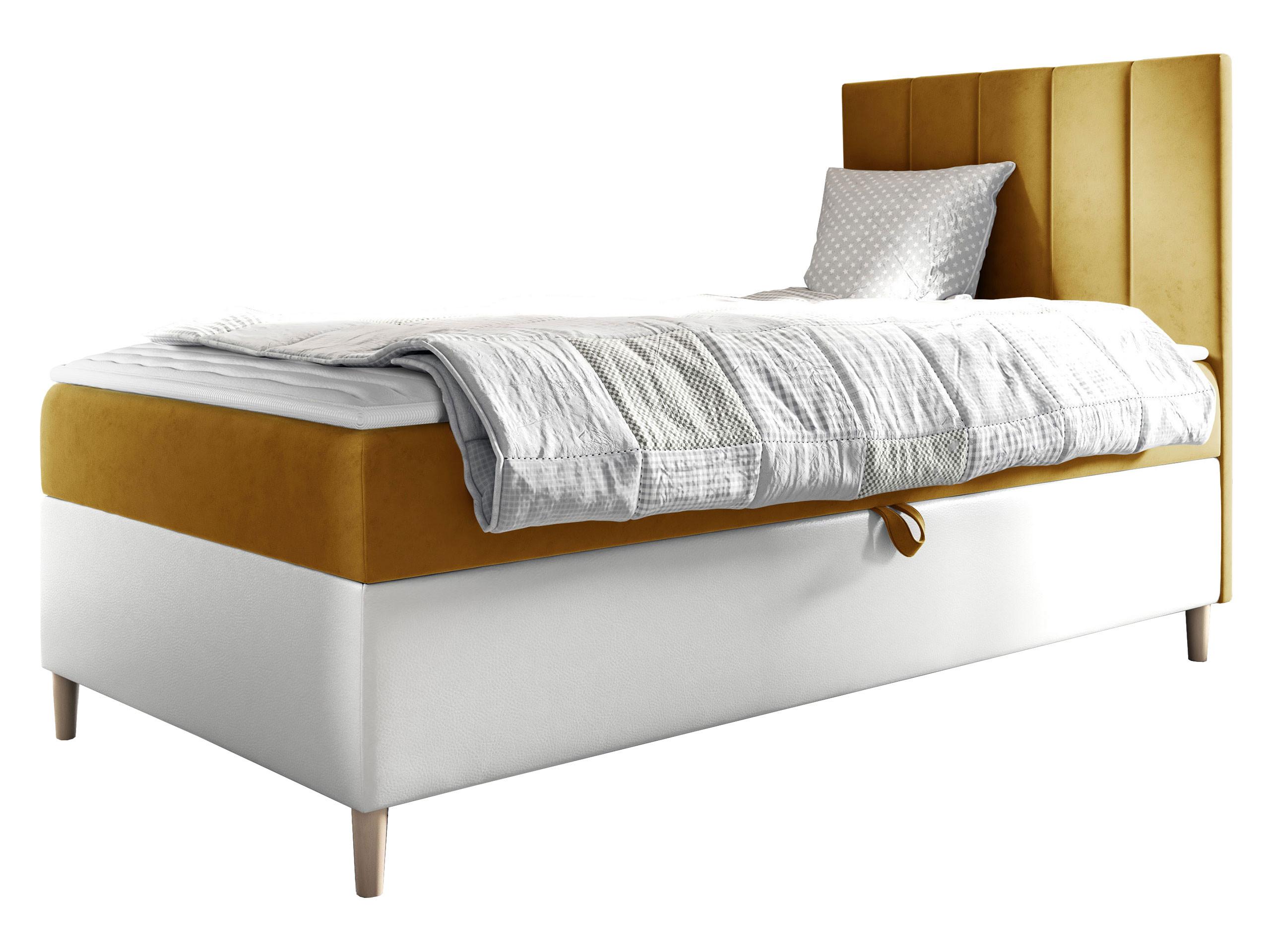 BOXBETT Maja Junior 1, Seite zum Öffnen des Bettkastens: Rechts - H3 - Gelb/Weiß, Holz (100/200cm) - MIRJAN24