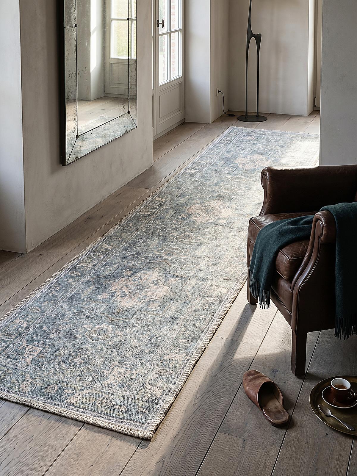 TEPPICH Waschbar HALD, klassisch im Vintage-Stil, Türkis, 60 x 230 cm - Blau, Textil (230/60cm) - KADIMA DESIGN