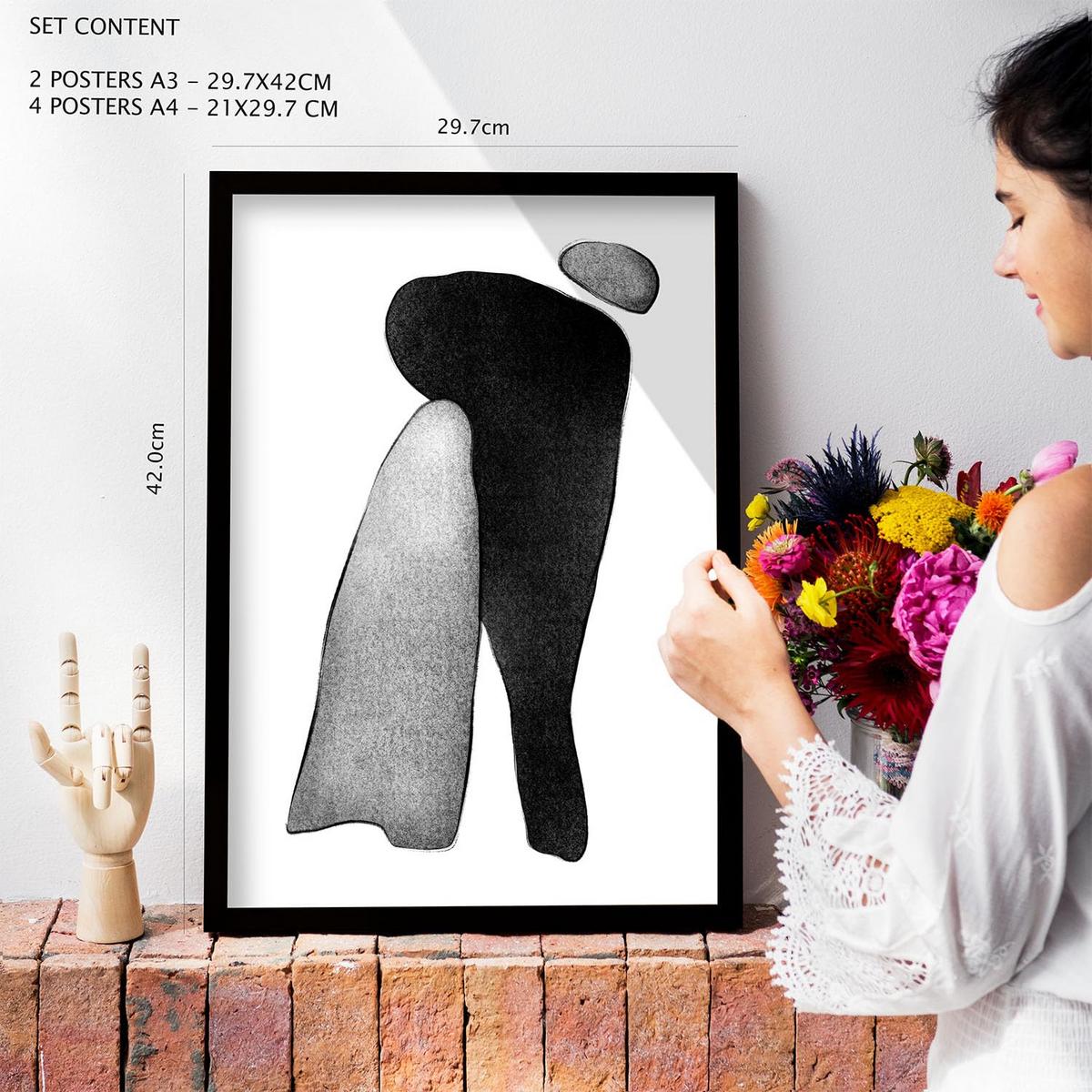 POSTER Set Mit 6 Palladische Gesteine In Liebhaber Abstrakt Ästhetische Dekorative Gemälde Für Ihr Wohnzimmer Zuhause A3 & A4 Weißer Rahmen - Weiß, Papier (29/3cm) - Nacnic