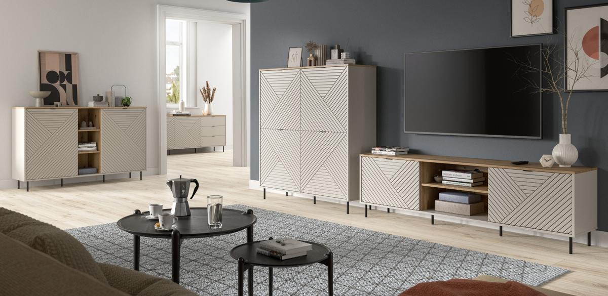 SIDEBOARD Kaschmir, Evoke Eiche 184 x 95 cm, Kommode mit viel Stauraum - Kaschmir/Eichefarben, Holzwerkstoff/Metall (184/75/40cm) - Inn.Furn