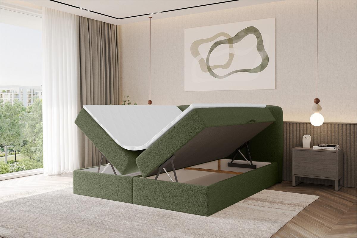 BOXBETT mit Matratze H4 - NINA - 180x200 cm Grün - Dunkelgrün, Holzwerkstoff (180/200cm) - ALTDECOR
