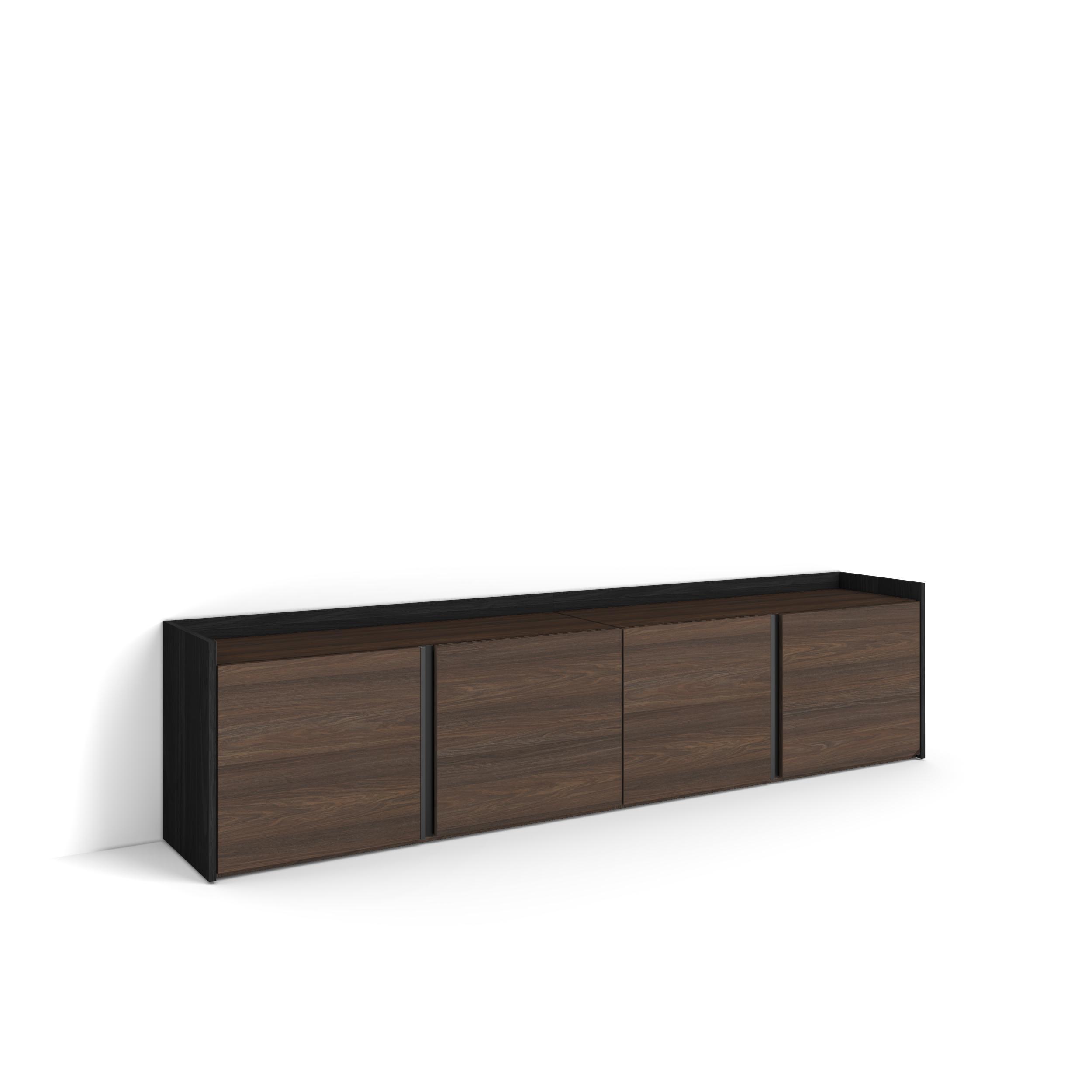 LOWBOARD, Dunkler Eiche und Schwarz, 207/35/50cm - Dunkelbraun, Holzwerkstoff (207/50/35cm) - Skraut Home