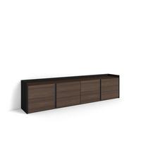 LOWBOARD, Dunkler Eiche und Schwarz, 207/35/50cm - Dunkelbraun, Holzwerkstoff (207/50/35cm) - Skraut Home