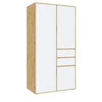 KLEIDERSCHRANK weiß, Eiche Artisan 100 x 194 cm, Drehtürenschrank 3-türig - Silberfarben/Weiß, Holzwerkstoff/Kunststoff (100/194/56cm) - Inn.Furn