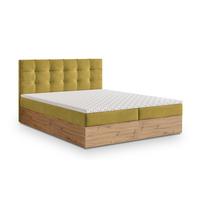 BOXBETT MOLVEN 180x200 cm mit Matratze und Topper - Gelb - Gelb, Holz (180/200cm) - MASSENO