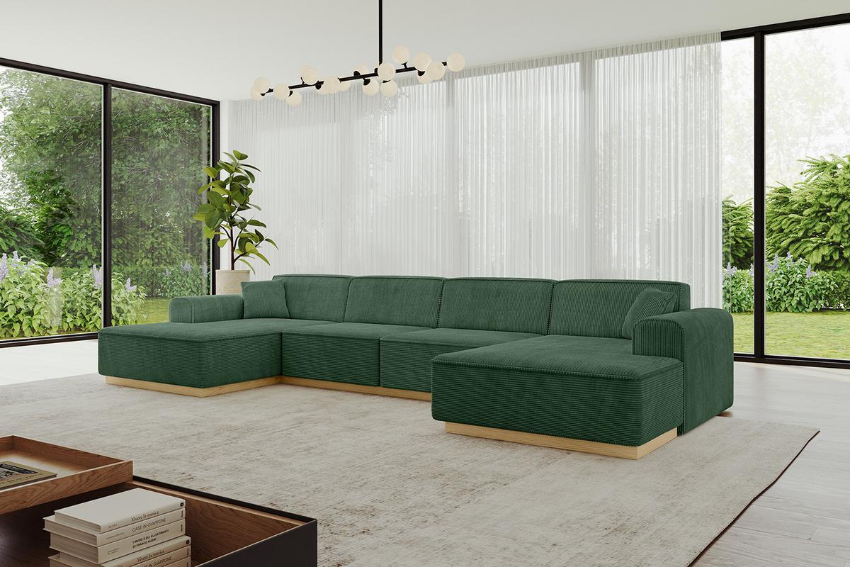 WOHNLANDSCHAFT IREA-U2-v2 - 386x165x80 cm Grün - Currygelb, Holzwerkstoff/Textil (386/80/165cm) - ALTDECOR