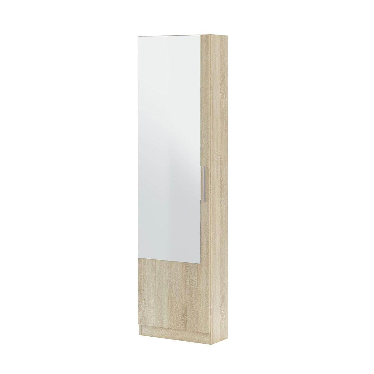 SCHUHSCHRANK, 1 Tür mit Spiegel - H180 cm - Eiche Artisan, Holzwerkstoff (22/180/6.5cm) - Calicosy