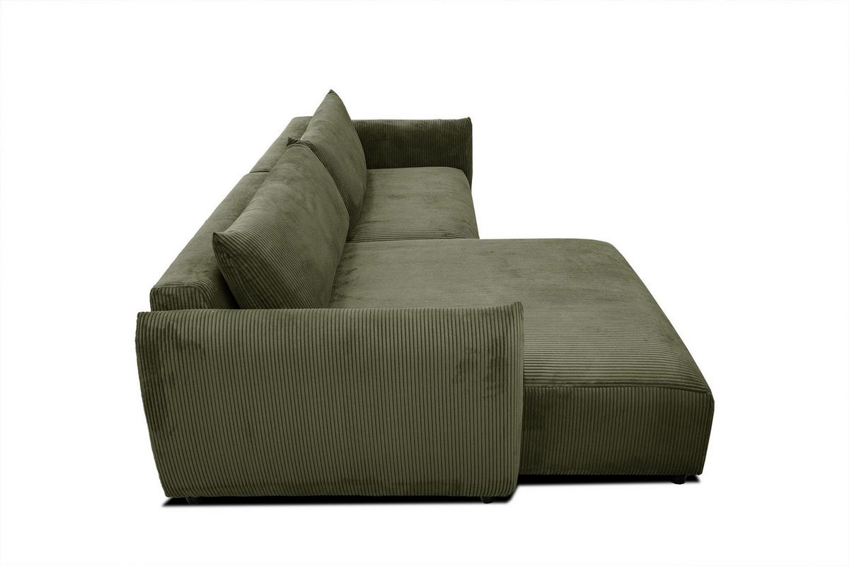 ECKSOFA TAUER 5-Sitzer, olivgrün - Schwarz/Olivgrün, Holzwerkstoff/Kunststoff (174/292cm) - Wozimo