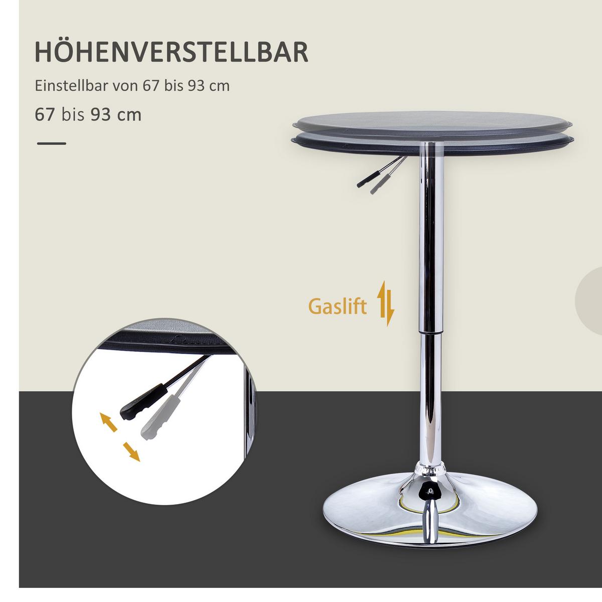 BARTISCH Esstisch Stehtisch Tresentisch für Wohnzimmer, Esszimmer, Schwarz - Schwarz, Metall (63/63/93cm) - HOMCOM