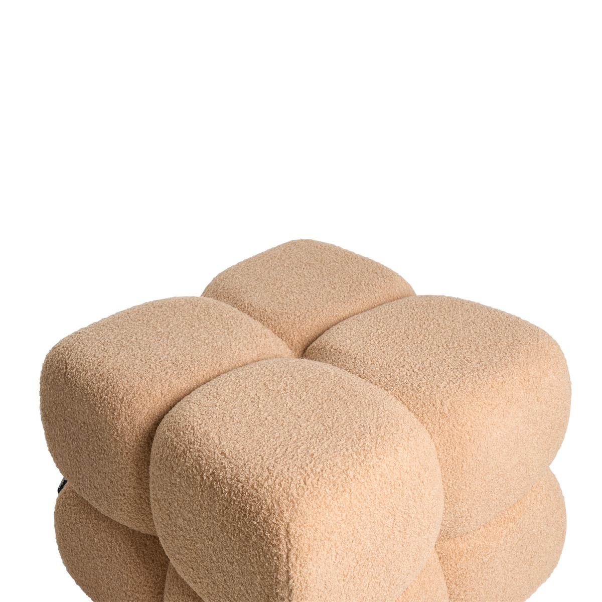 POUF Bouclé Beige Caliente - Beige, Textil (60/44/60cm) - Beliani