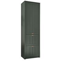 GARDEROBENSCHRANK grün, Landhausstil, Garderobe 60 x 204 cm - Dunkelgrün/Goldfarben, Holzwerkstoff/Kunststoff (60/204/42cm) - Furn.Design