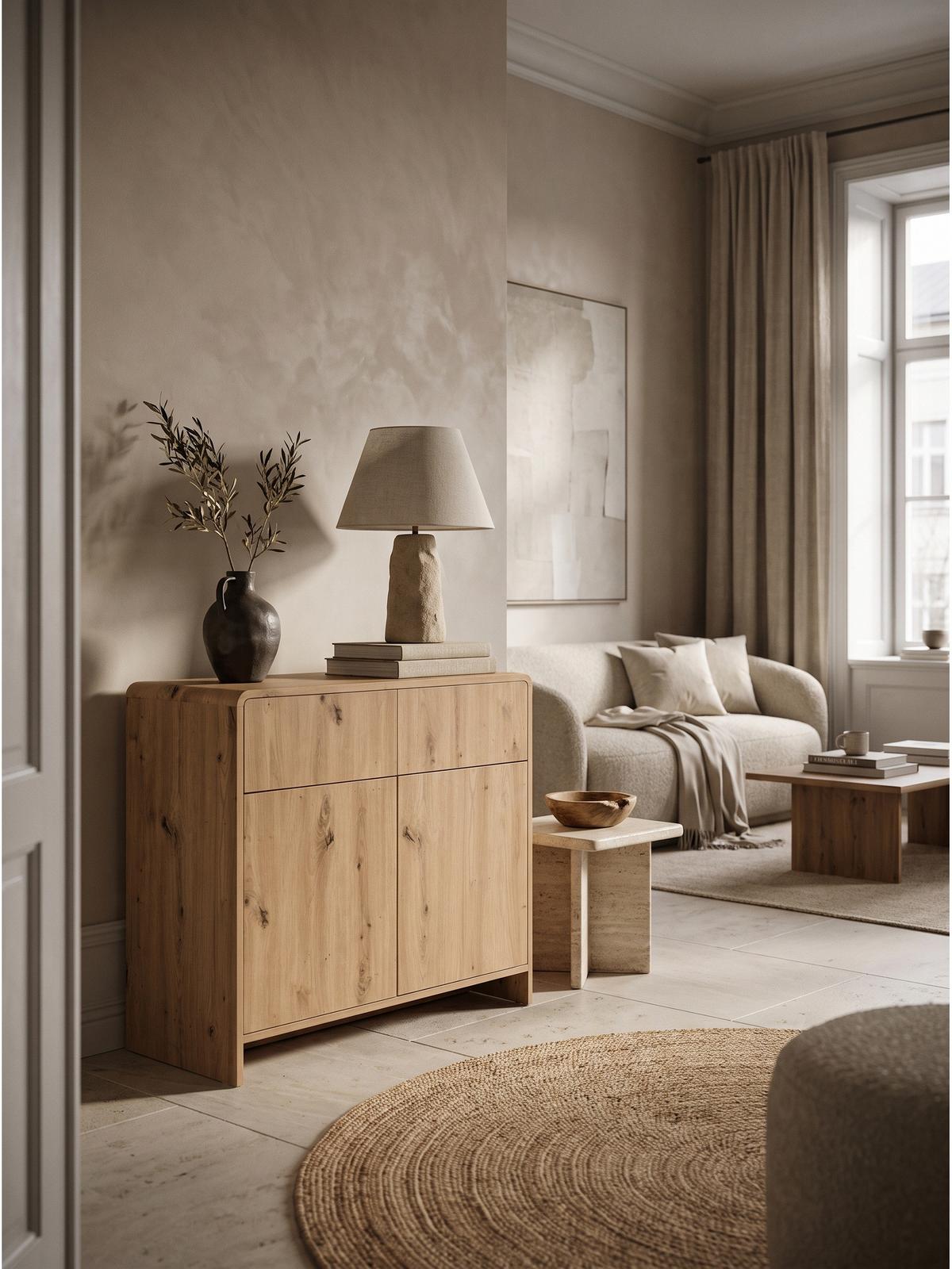 SIDEBOARD CALELLA, MDF, in Eichenoptik, 88 x 40 x 76 cm - Hellbraun/Braun, Holzwerkstoff (88/76/40cm) - KADIMA DESIGN