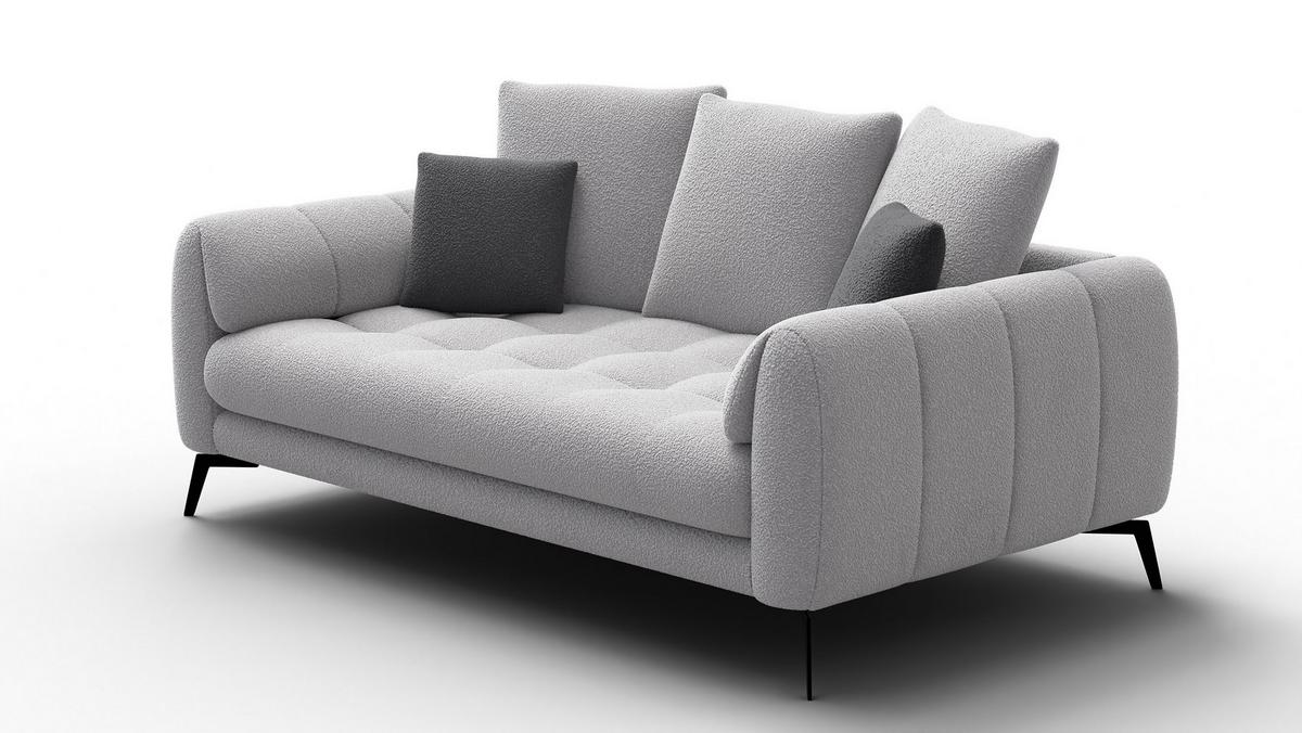 SOFA CALME 2,5-Sitzer, hellgrau - Hellgrau/Schwarz, Holz/Textil (199/92/108cm) - Wozimo