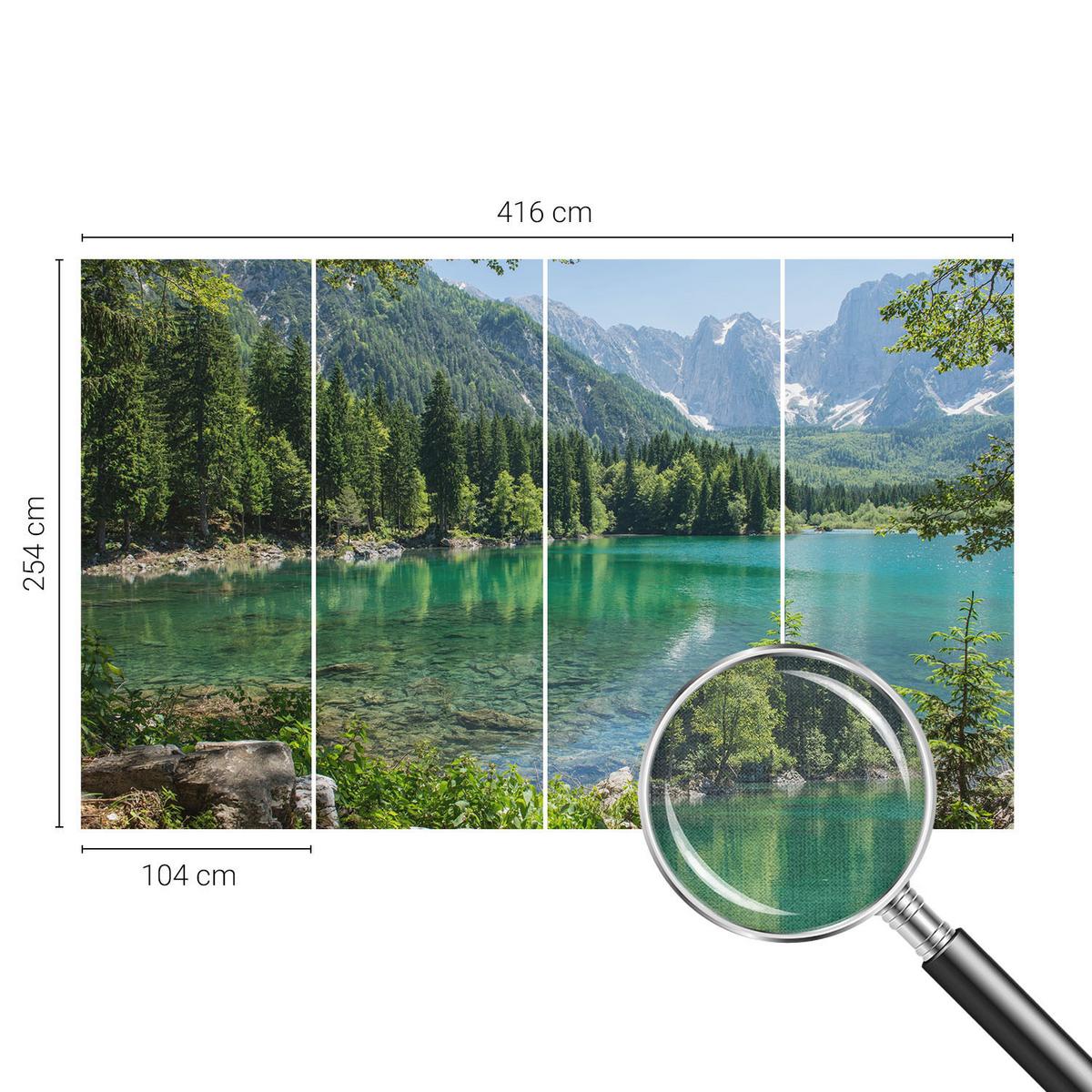FOTOTAPETE 416x254 cm - Grüner See - Grün, Textil (416/254cm) - Wallfluent
