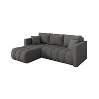 ECKSOFA mit Schlaffunktion Ottomane Links GARD-L 226x146x85 Grau Bouclé - Schieferfarben/Schwarz, Holzwerkstoff/Kunststoff (226/146cm) - ALTDECOR