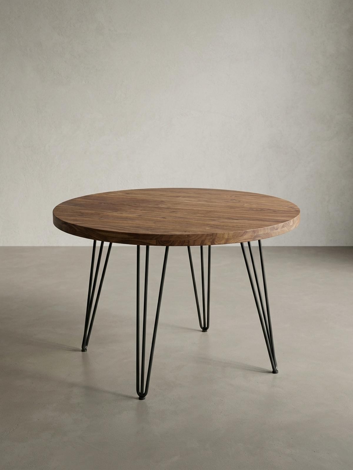 ESSZIMMERTISCH – Rund Massivholz 120 cm Landhausstil - Schwarz/Braun, Holz/Metall (73/120/78cm) - KADIMA DESIGN