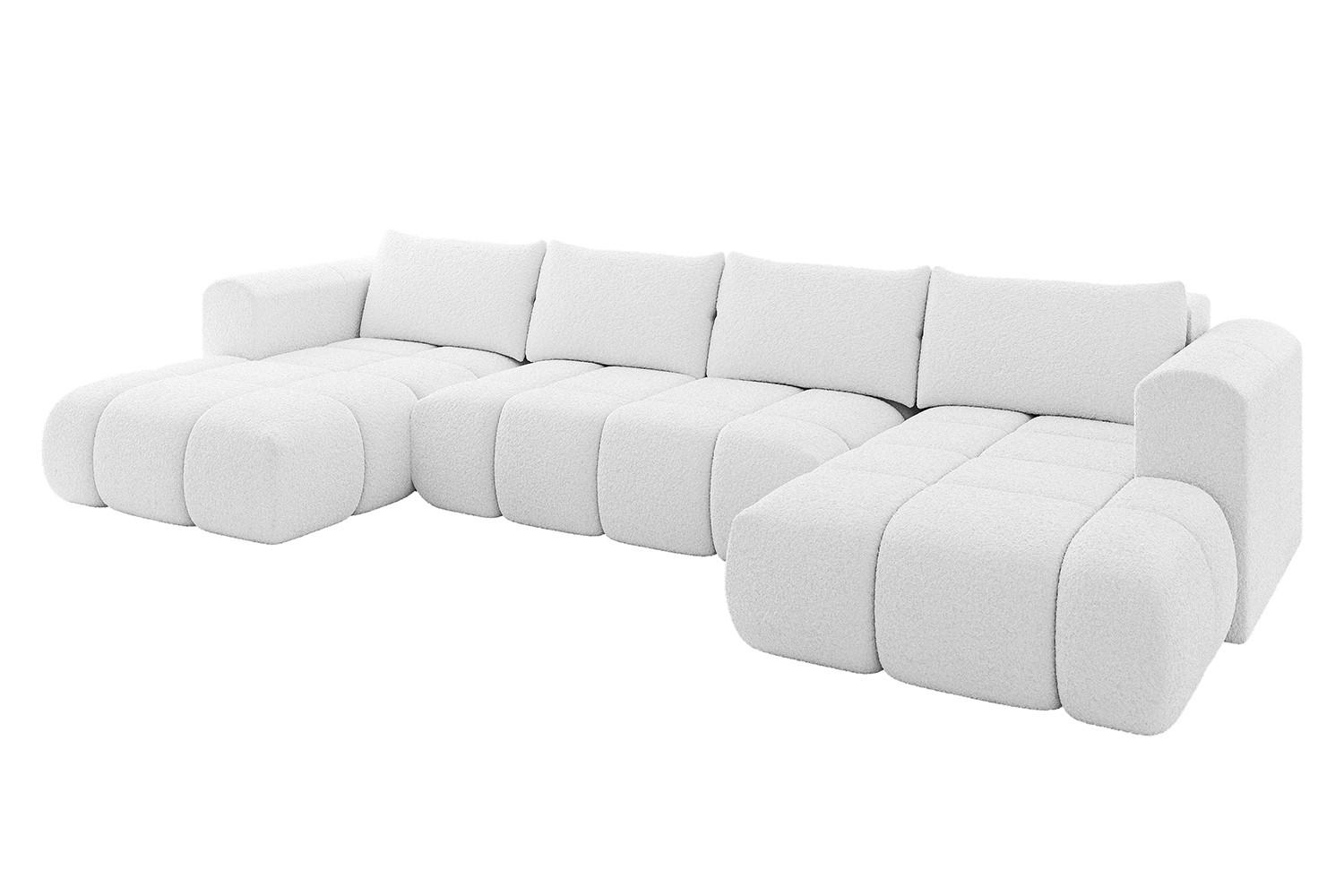 WOHNLANDSCHAFT CLOUD-U 405x185x90 Weiß Bouclé - Weiß, Holzwerkstoff/Kunststoff (405/90/185cm) - ALTDECOR