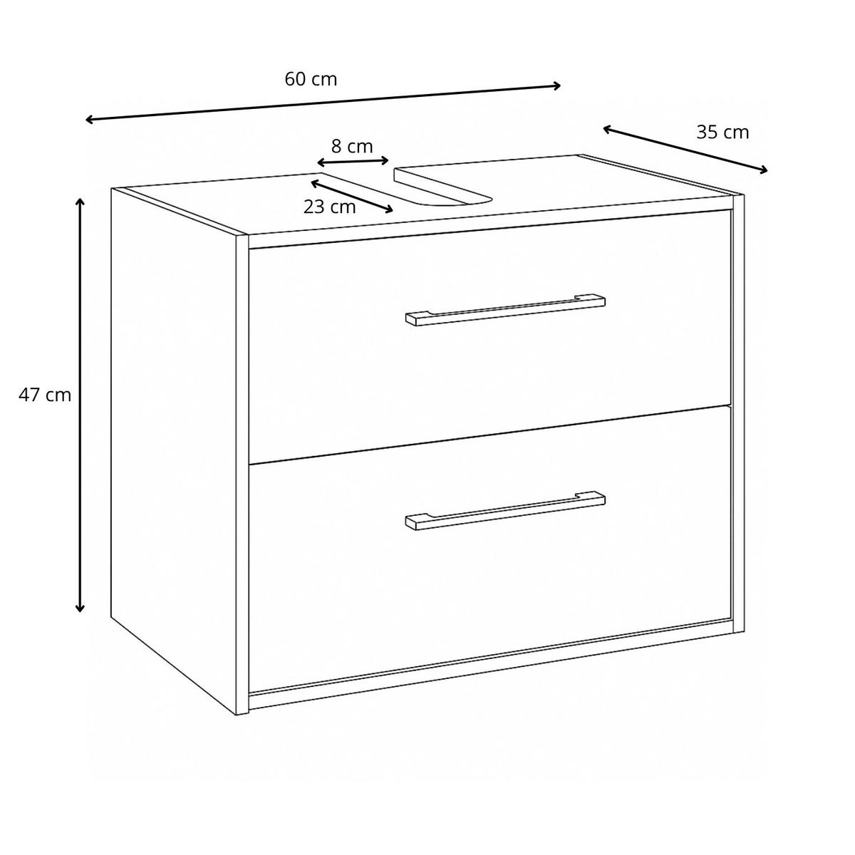 WASCHBECKENUNTERSCHRANK Florence 2 Schubladen Kastanien Eiche - 60 x 35 x 47 cm - Kastanienfarben/Eichefarben, Holz (60/47/35cm) - Badplaats
