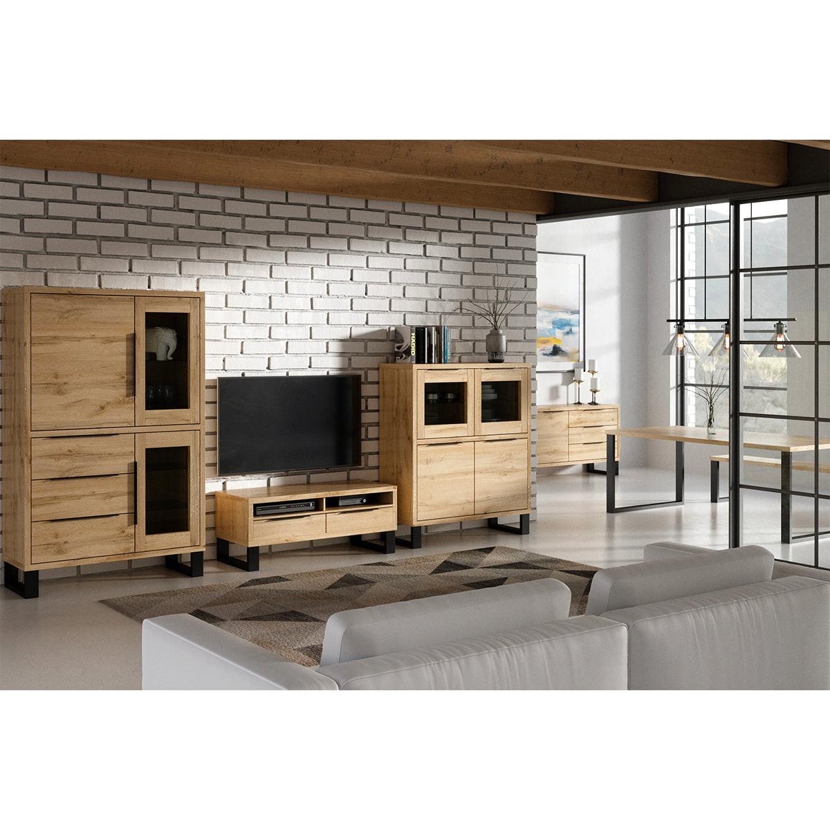 GESCHIRRSCHRANK Eden Holz und Metall - Braun, Holzwerkstoff (120/140/45cm) - Petits-meubles