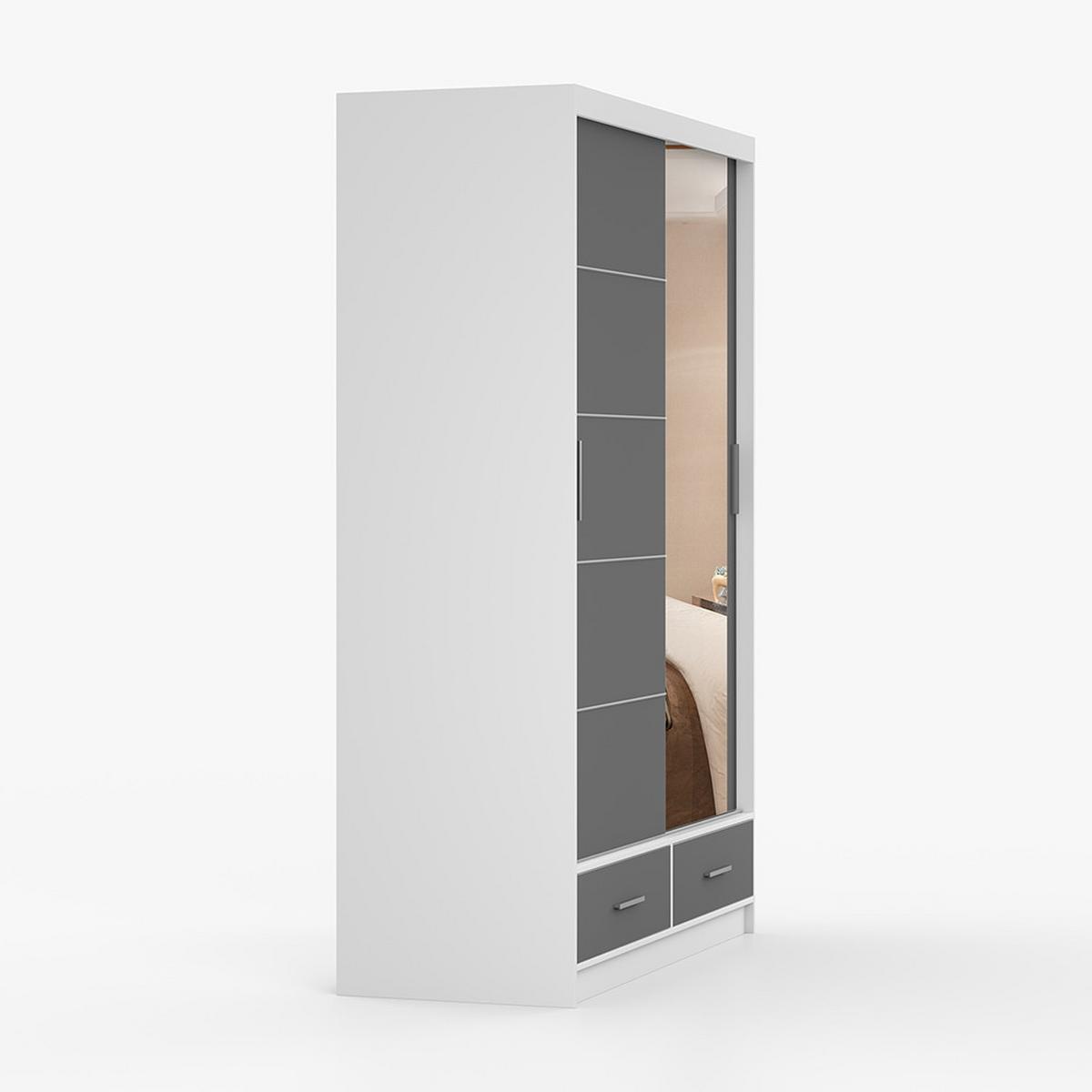 KLEIDERSCHRANK Florence 150 cm, 150/218/61, 2-türig, grau - Grau, Holzwerkstoff (150/218/61cm) - imoebel24