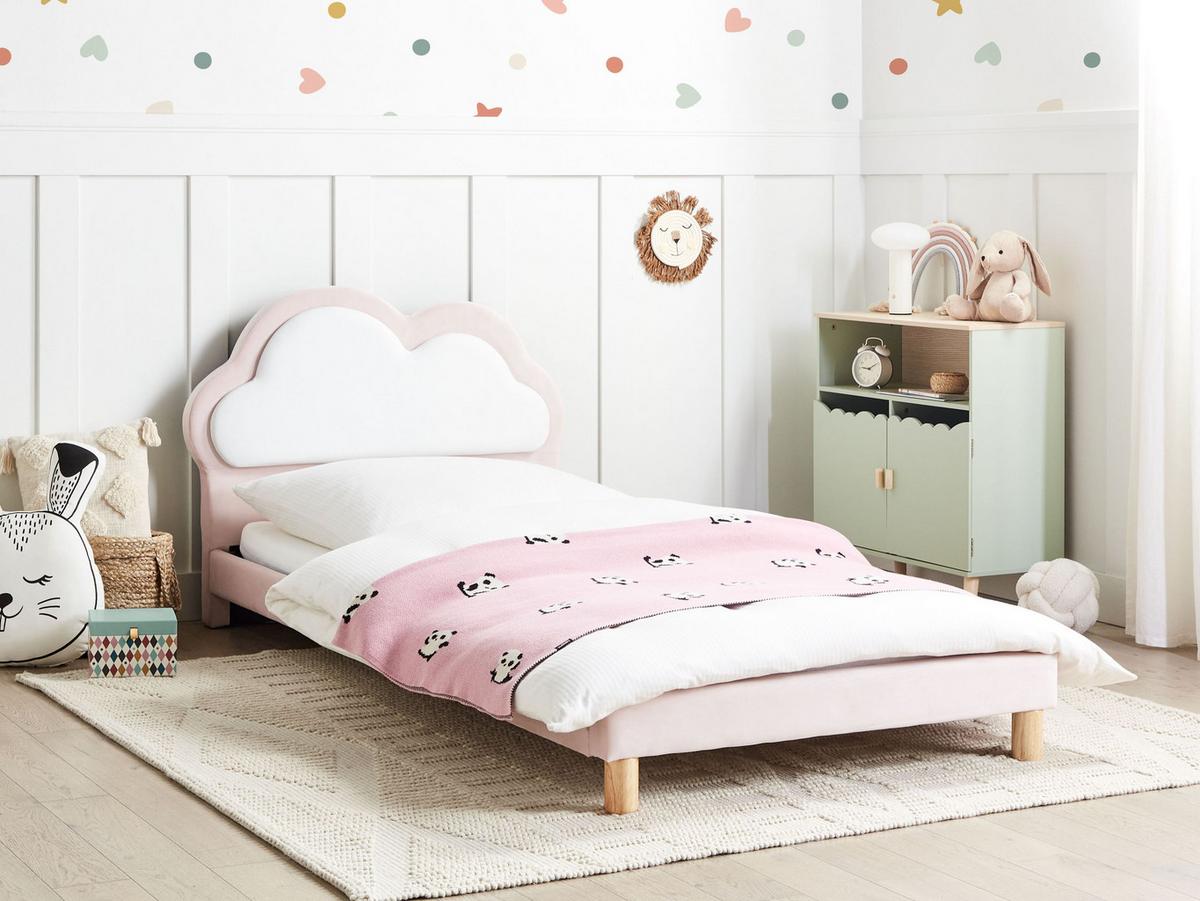 KINDERBETT 90x200 cm Rosa Mazou - Pink, Textil (90/200cm) - Beliani