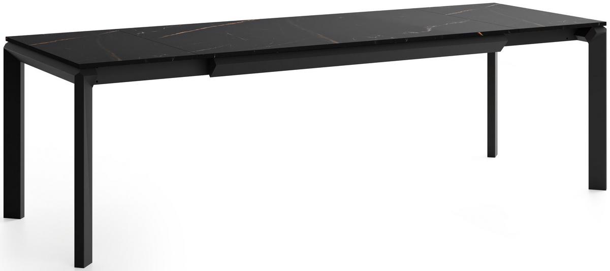 ESSTISCH Elan rechteckig ausziehbar verlängerbar mit Schwarzen Metallbeinen, Schwarz Marmor Kupfer 160-250/90/76 cm - Schwarz/Kupferfarben, Holzwerkstoff/Metall (90/250/76cm) - WFL GROUP
