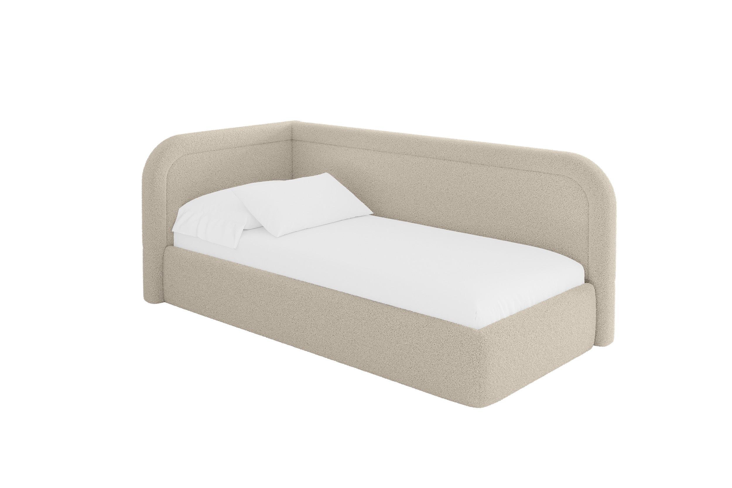 EINZELLBETT Jugendbett mit Bettkasten, Rechts - JOVY 100x200 Dunkelbeige - Taupe, Holzwerkstoff/Textil (100/200cm) - ALTDECOR