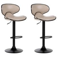 BARHOCKER 2er-Set Kunstleder hellbeige/schwarz höhenverstellbar Conway - Beige/Schwarz, Kunststoff (46/87/50cm) - Beliani