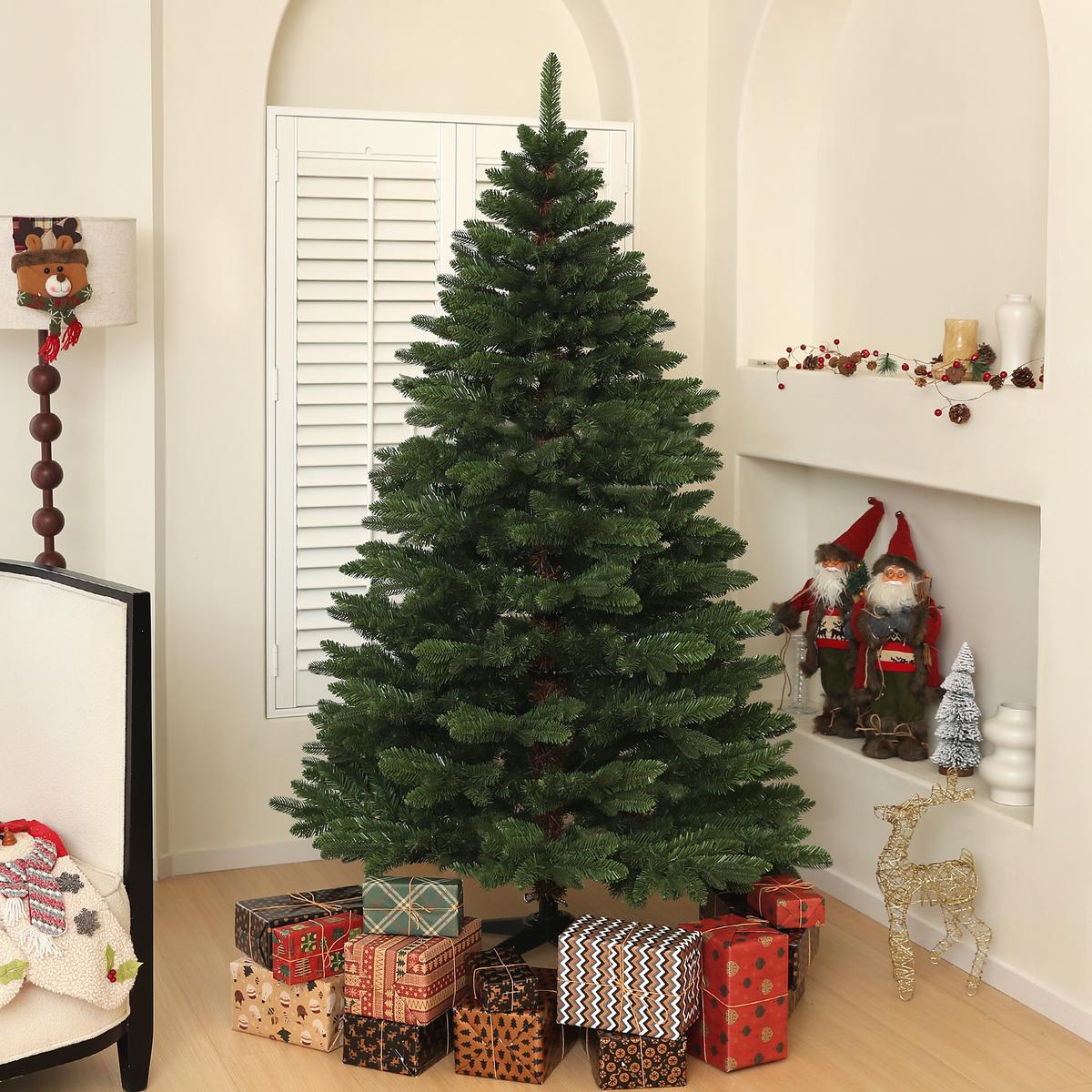 WEIHNACHTSBAUM 180 cm, Kunsttanne, stabile Metallbasis, Grün - Grün, Kunststoff (180cm) - HOMCOM