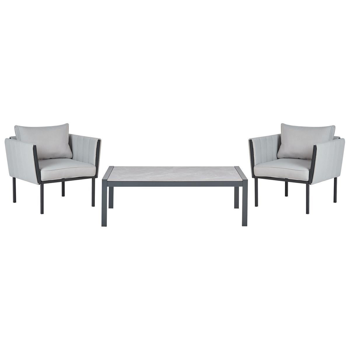 GARTENLOUNGE 5-Sitzer Grau Skala - Grau, Metall - Beliani