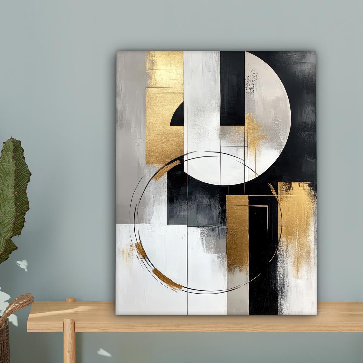 LEINWANDBILD Abstrakt - Gold - Silber - Formen - Ästhetik Room Decor 30x40 cm - Multicolor, Textil (30/40cm) - MuchoWow