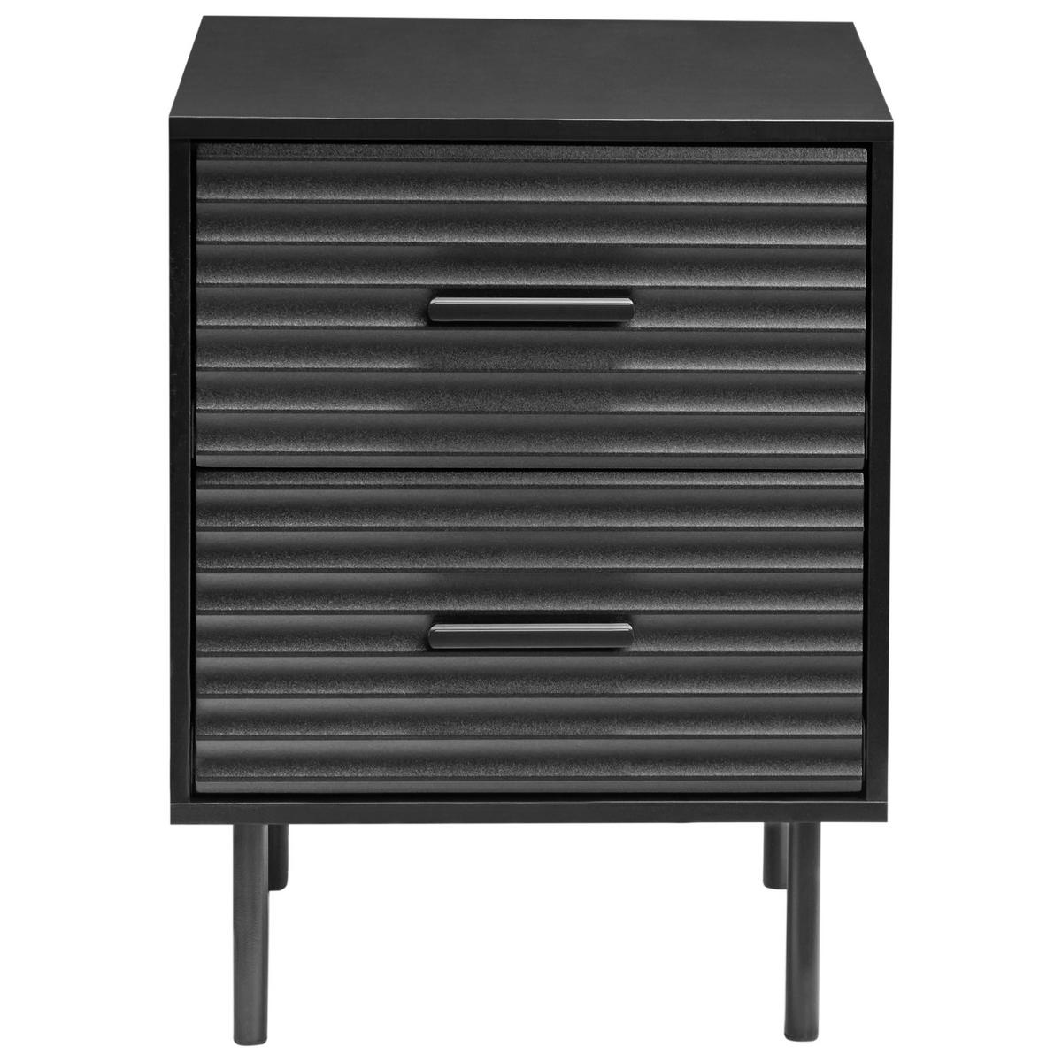 NACHTTISCH mit 2 Schubladen Schwarz Walgett - Schwarz, Holzwerkstoff (39/40/54cm) - Beliani