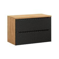 WASCHTISCHUNTERSCHRANK 90cm Elora Schwarz und Holz - Schwarz, Holzwerkstoff (90/59/46cm) - Petits-meubles