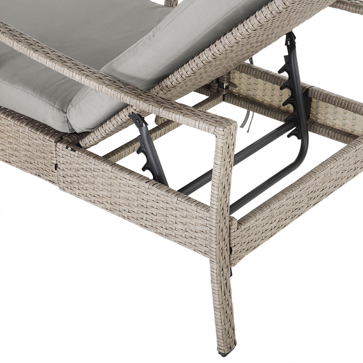 GARTENLIEGE grau Vasto - Grau, Kunststoff (63/96/158cm) - Beliani