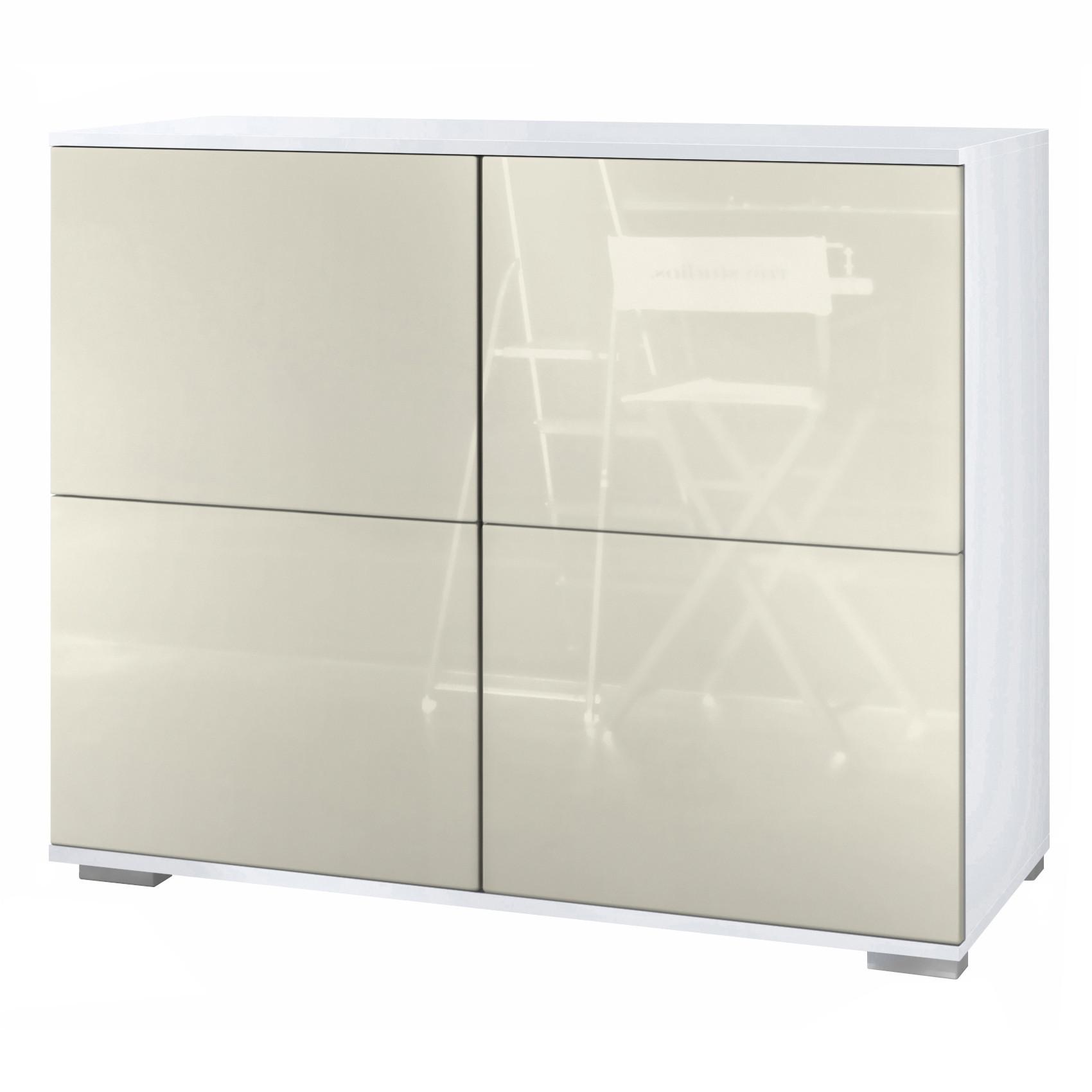KOMMODE Rova Creme Hochglanz - Creme, Holzwerkstoff (92.5/75.5/35cm) - Vladon