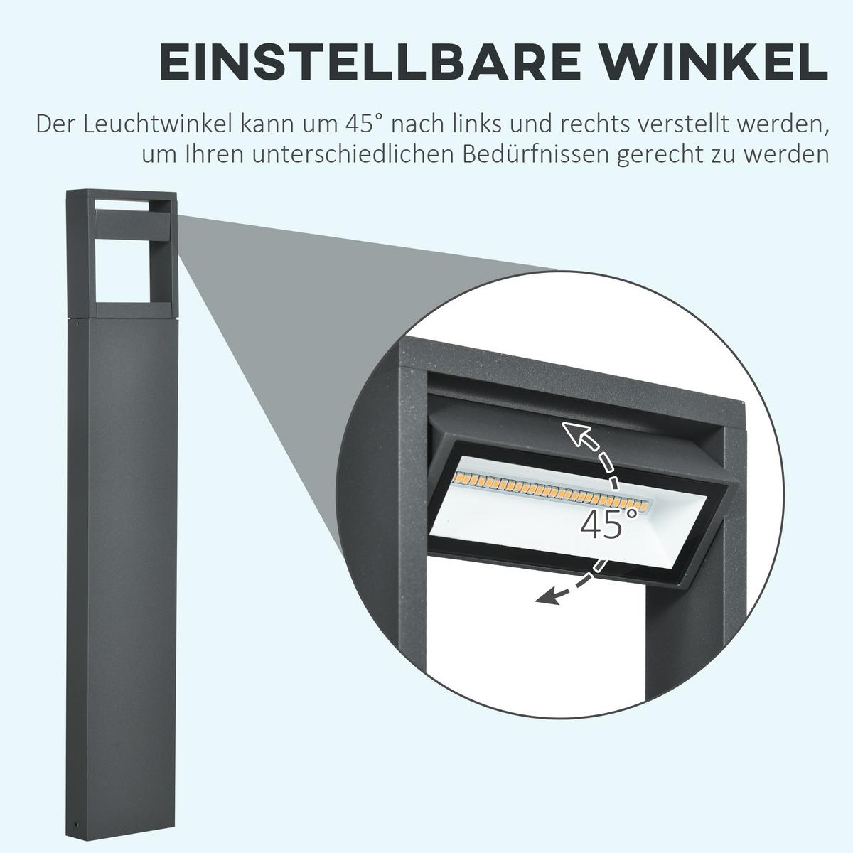GARTENLAMPE, Aluminium, Dunkelgrau - Dunkelgrau, Metall (16/5/90cm) - Outsunny