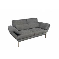 SOFA HOLLY Anthrazit Flachgewebe - Anthrazit/Braun, Textil/Metall (176/90/92cm) - KAWOLA