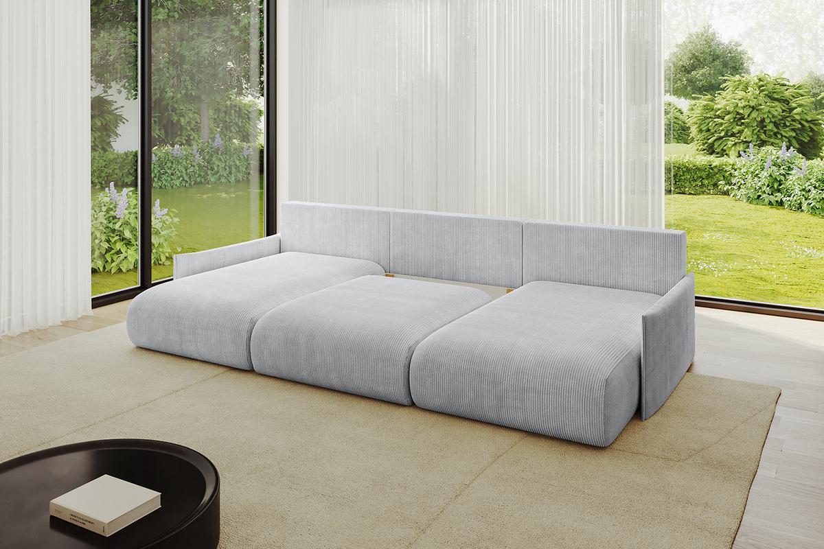 WOHNLANDSCHAFT mit Schlaffunktion und Bettkasten ONESK-U-v1 317x177x72 Grau Cord - Grau, Holzwerkstoff/Kunststoff (317/72/177cm) - ALTDECOR