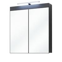 SPIEGELSCHRANK grau Hochglanz 60 x 77 cm 2-türig, inklusive Beleuchtung - Grau, Glas/Holzwerkstoff (60/77/17cm) - Top.Furn