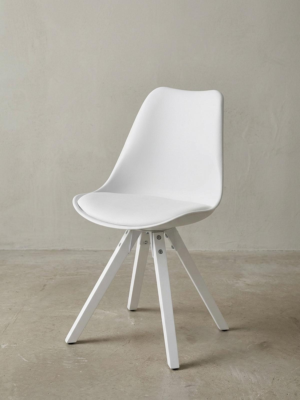 ESSZIMMERSTUHL 2er Set Kunstlederbezug mit Holzgestell Modern gepolstert, Weiß 52x49x87 cm - Weiß, Holz/Kunststoff (52/87/49cm) - KADIMA DESIGN