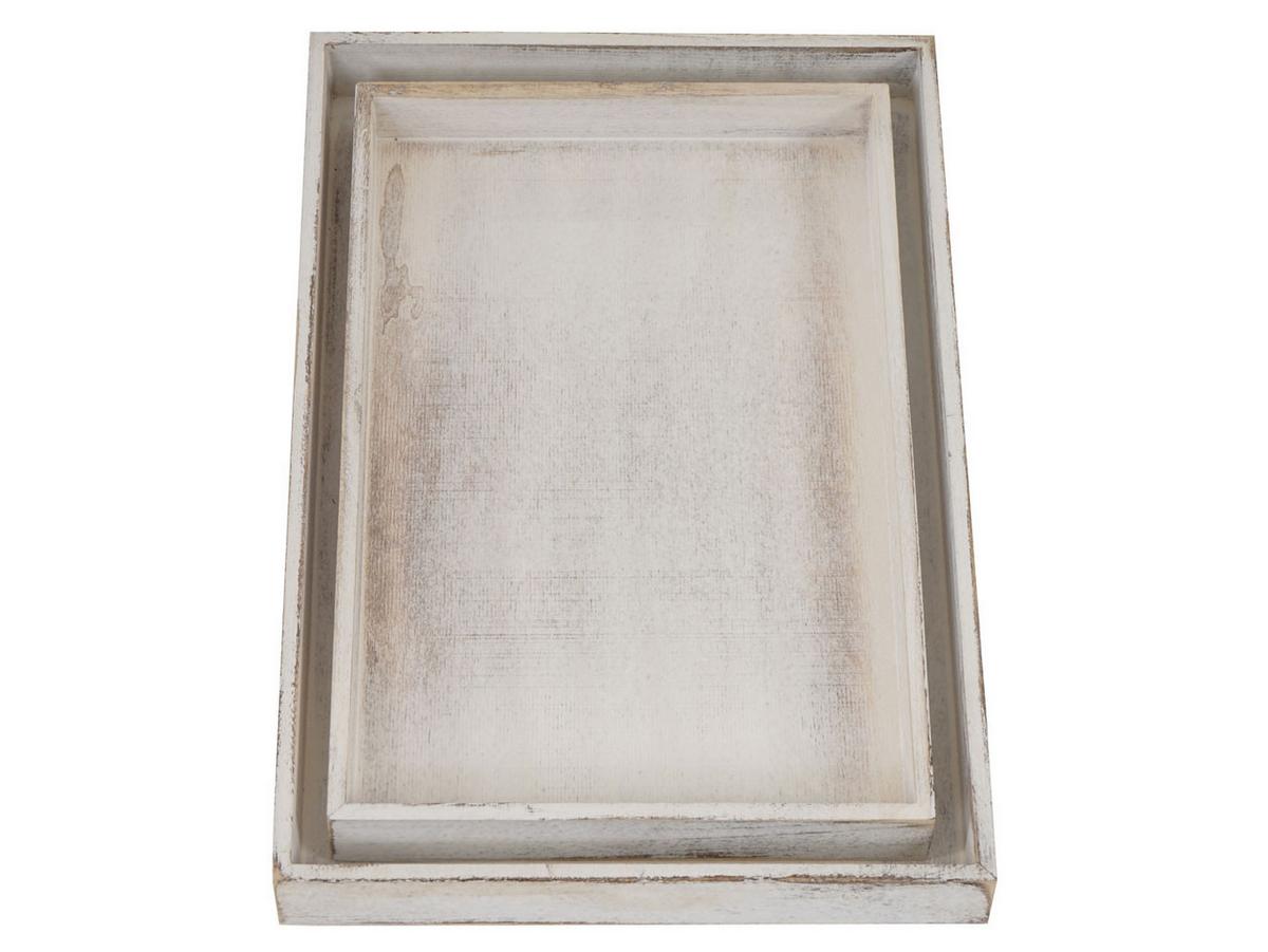 SCHALE TABLETT SHABBY Weiß - Weiß, Holz (48/5/32cm) - MCW
